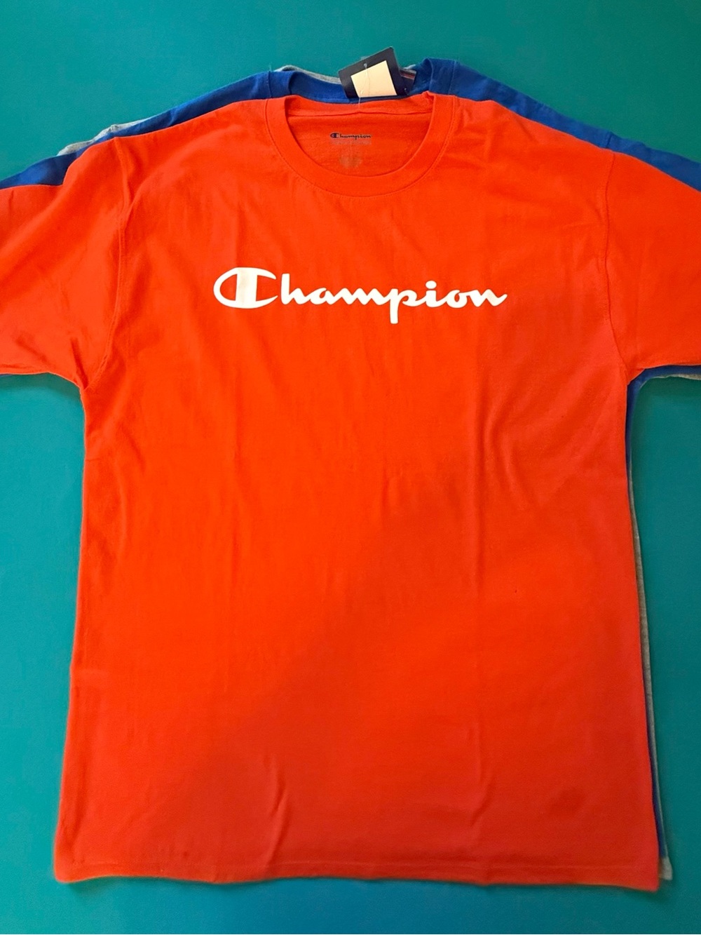 Champion Bright Orange Script Logo Tee